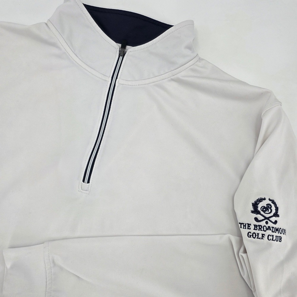 FOOTJOY 1/4 ZIP PERFORMANCE PULLOVER THE BROADMOOR GOLF CLUB MENS LARGE WHITE